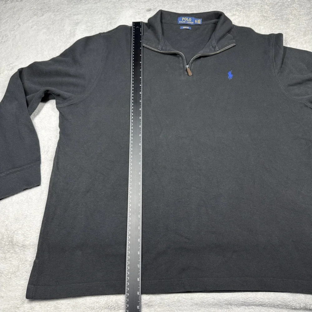 Polo Ralph Lauren Sweater Mens XL Black 1/4 Zip Mock Neck Estate Rib Pullover‎